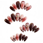 Kentrim Jelly Glue Red Kentrim Red Floral Cross Charm Press On Nails - 24 Pieces (12 Sizes)