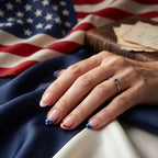 Kentrim Jelly Glue Pink Kentrim American Flag French Tip Almond Press On Nails - 24 Pieces (12 Sizes)