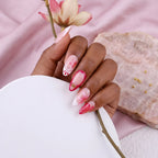 Kentrim Jelly Glue Red Kentrim Red French Press On Nails with 3D Flower & Shell Details - 24 Pieces (12 Sizes)