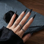 Kentrim Jelly Glue Black Kentrim Nude Black Gradient Long Almond Press On Nails - 24 Pieces (12 Sizes)