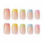 Kentrim Rainbow French Tip Press On Nails - 24 Pieces, 12 Sizes