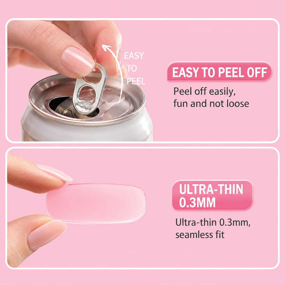 Nail Adhesive Tabs | Jelly Sticky Pads for Reusable Press On Nails, 24 Pcs, 15 Sizes