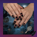 Kentrim Jelly Glue Black Kentrim Red Gem Spider Almond Halloween Press On Nails - 24 Pieces (12 Sizes)