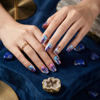 Kentrim Jelly Glue Blue Kentrim Gemstone Crackle Medium Square Press On Nails - 24 Pieces (12 Sizes)