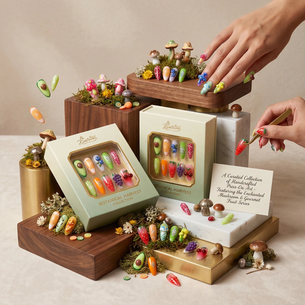Kentrim Fruit & Mushroom 2-Set Bundle Medium Almond Press On Nails