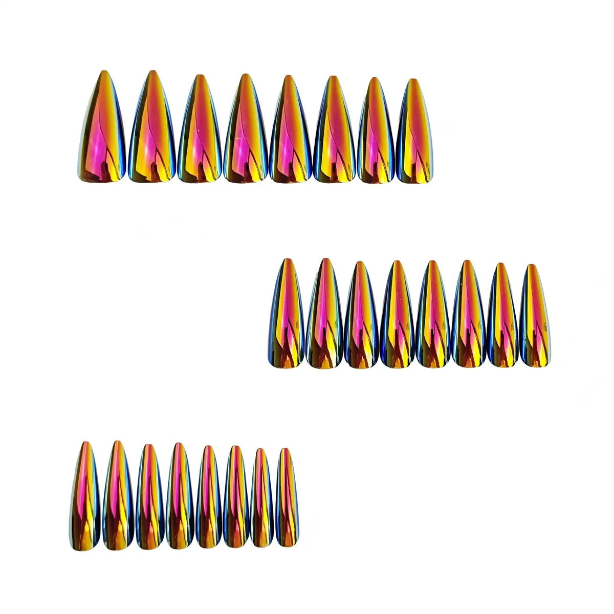 Kentrim Jelly Glue Purple Kentrim Holographic Pink-Purple Chrome Medium Stiletto Press On Nails - 24 Pieces (12 Sizes) Main image