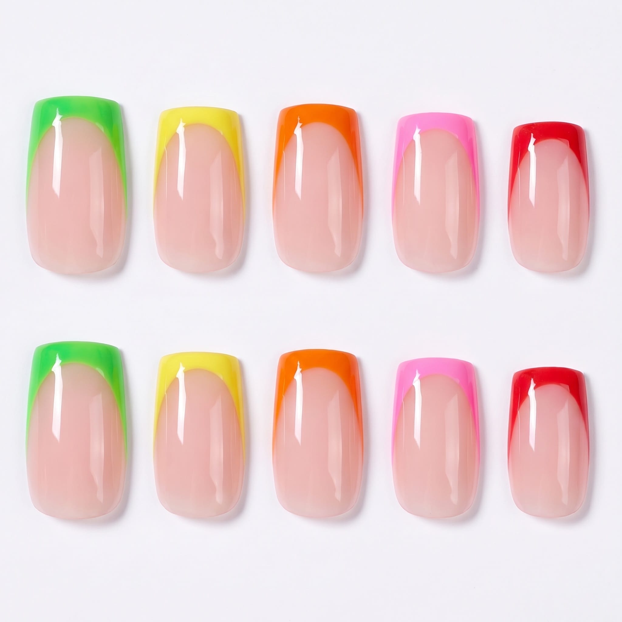 Kentrim Rainbow French Tip Press On Nails - 24 Pieces, 12 Sizes Secondary image