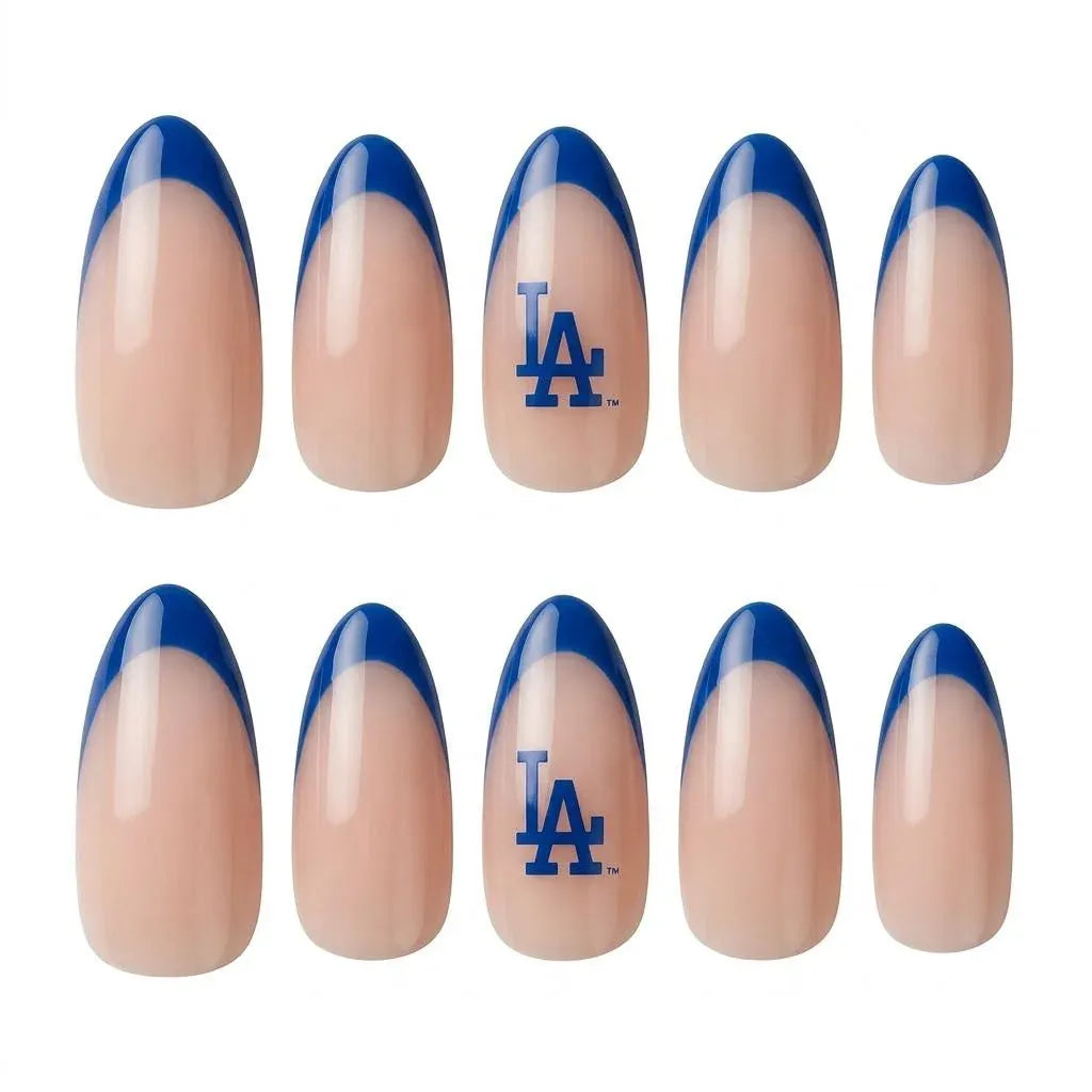 Kentrim Jelly Glue Blue Kentrim Team French Tip Press On Nails - 30 Pieces (15 Sizes)