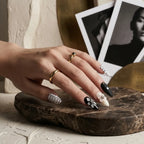 Kentrim Jelly Glue Brown Kentrim Brown & Black Almond Press On Nails with Floral & Snake Print - 24 Pieces (12 Sizes)