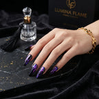 Kentrim Jelly Glue Purple Kentrim Purple Flame Coffin Press On Nails - 24 Pieces (12 Sizes)