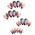 Kentrim Jelly Glue Brown Kentrim Coffee Themed Almond Press On Nails-24 Pieces (12 Sizes)