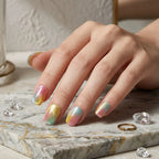 Kentrim Jelly Glue Yellow Kentrim Rainbow Ombre Cat Eye Medium Square Press On Nails - 24 Pieces (12 Sizes)