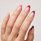 Kentrim Red French Tip Medium Almond Press On Nails - 24 Pieces, 12 Sizes