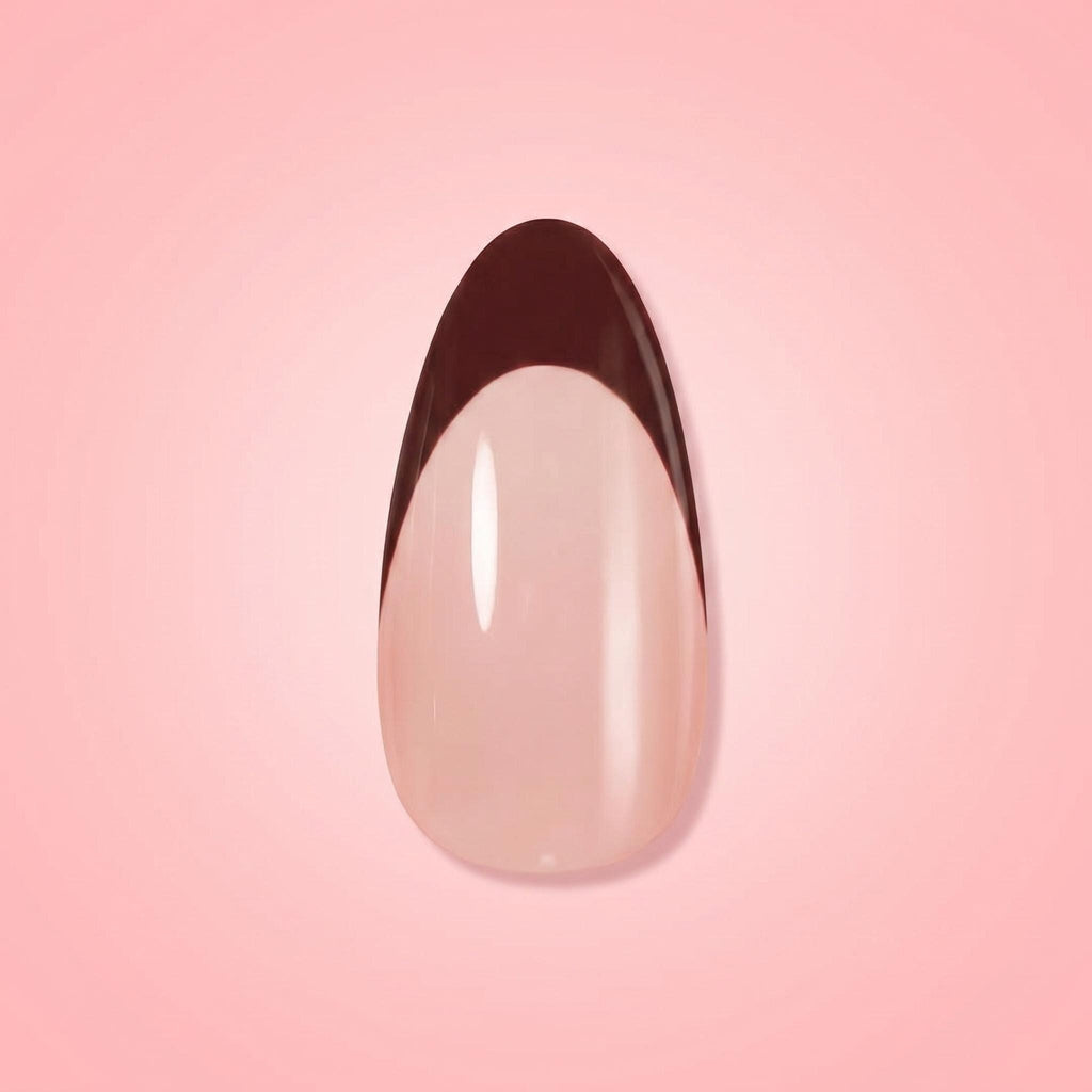 Kentrim Red French Tip Medium Almond Press On Nails - 24 Pieces, 12 Sizes