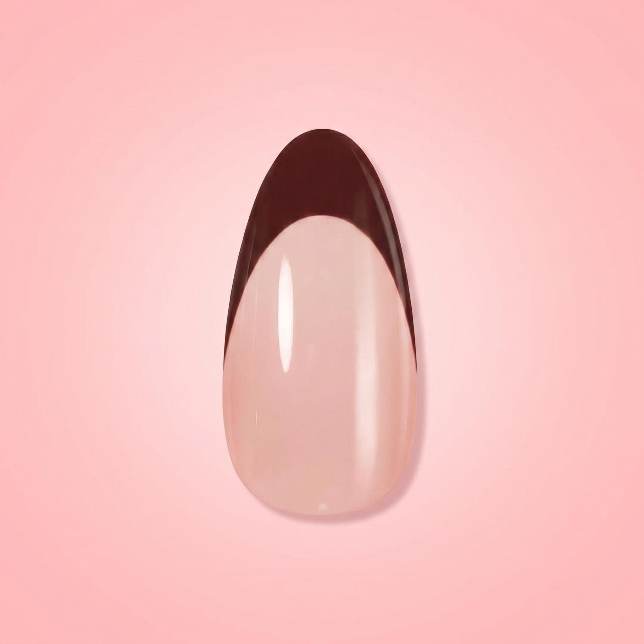 Kentrim Red French Tip Medium Almond Press On Nails - 24 Pieces, 12 Sizes