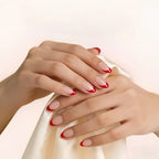 Kentrim Red French Tip Medium Almond Press On Nails - 24 Pieces, 12 Sizes