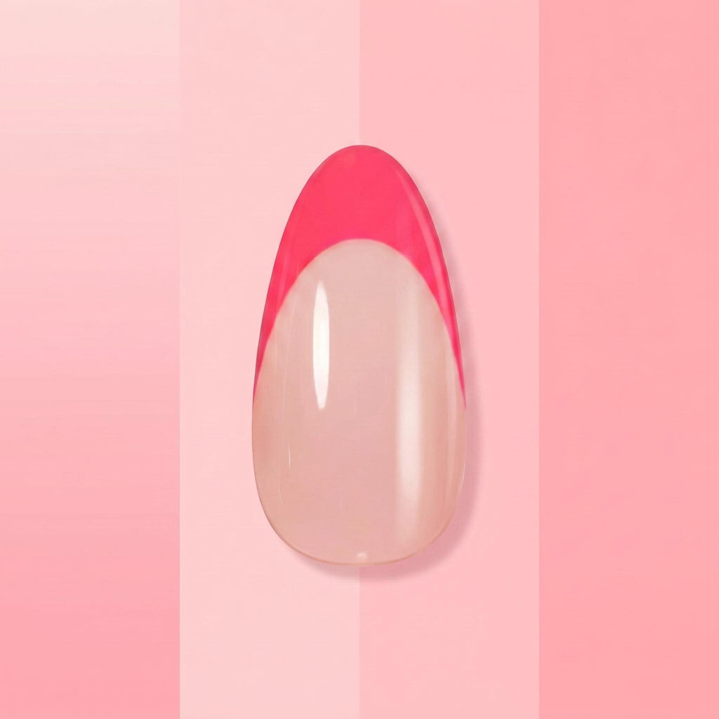 Kentrim Red French Tip Medium Almond Press On Nails - 24 Pieces, 12 Sizes