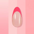 Kentrim Red French Tip Medium Almond Press On Nails - 24 Pieces, 12 Sizes