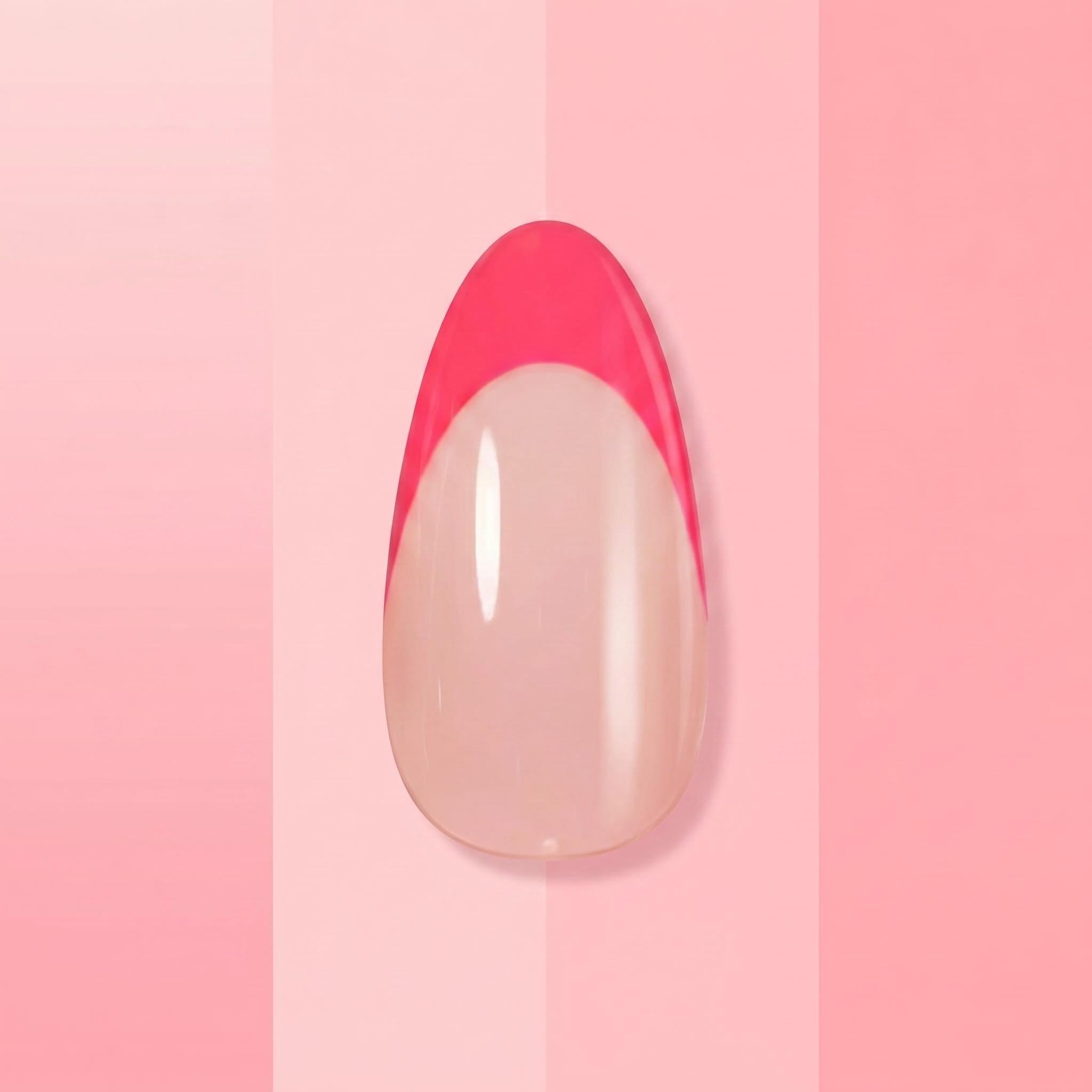Kentrim Red French Tip Medium Almond Press On Nails - 24 Pieces, 12 Sizes