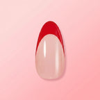 Kentrim Red French Tip Medium Almond Press On Nails - 24 Pieces, 12 Sizes