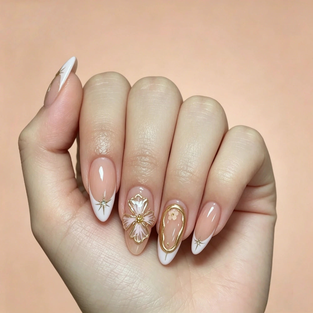 Kentrim Luxe Pink Ombre Medium Almond Press On Nails - 24 Pieces, 12 Sizes