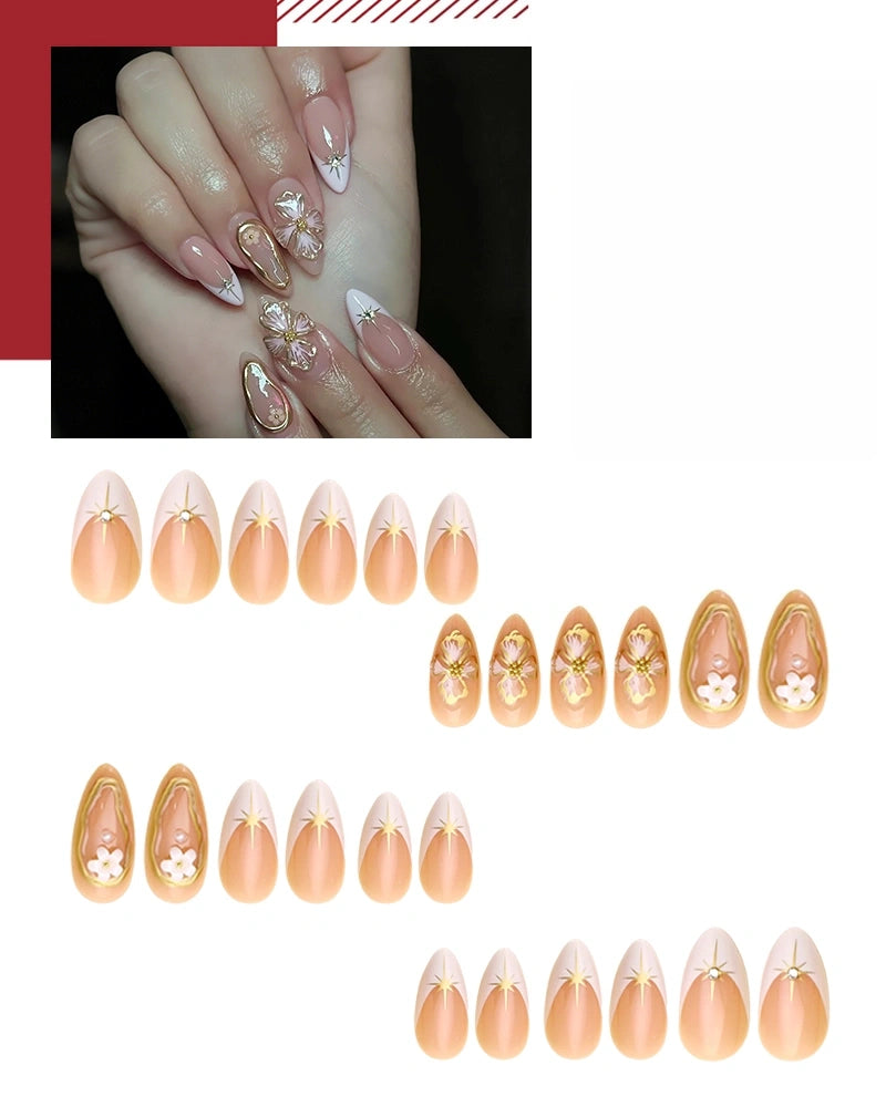 Kentrim Luxe Pink Ombre Medium Almond Press On Nails - 24 Pieces, 12 Sizes