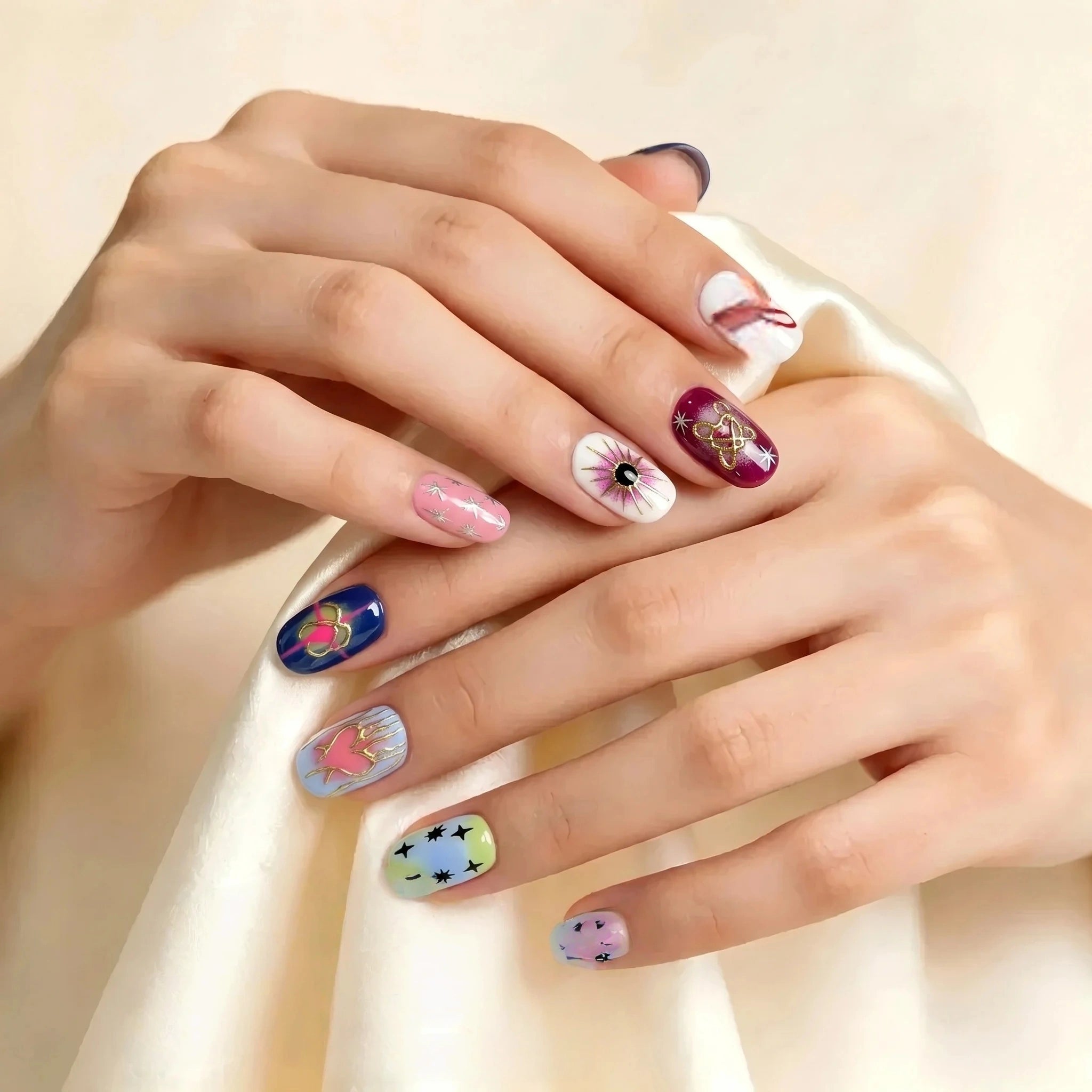 Kentrim Colorful Graffiti Press On Nails - 10 Pieces (Single Size)