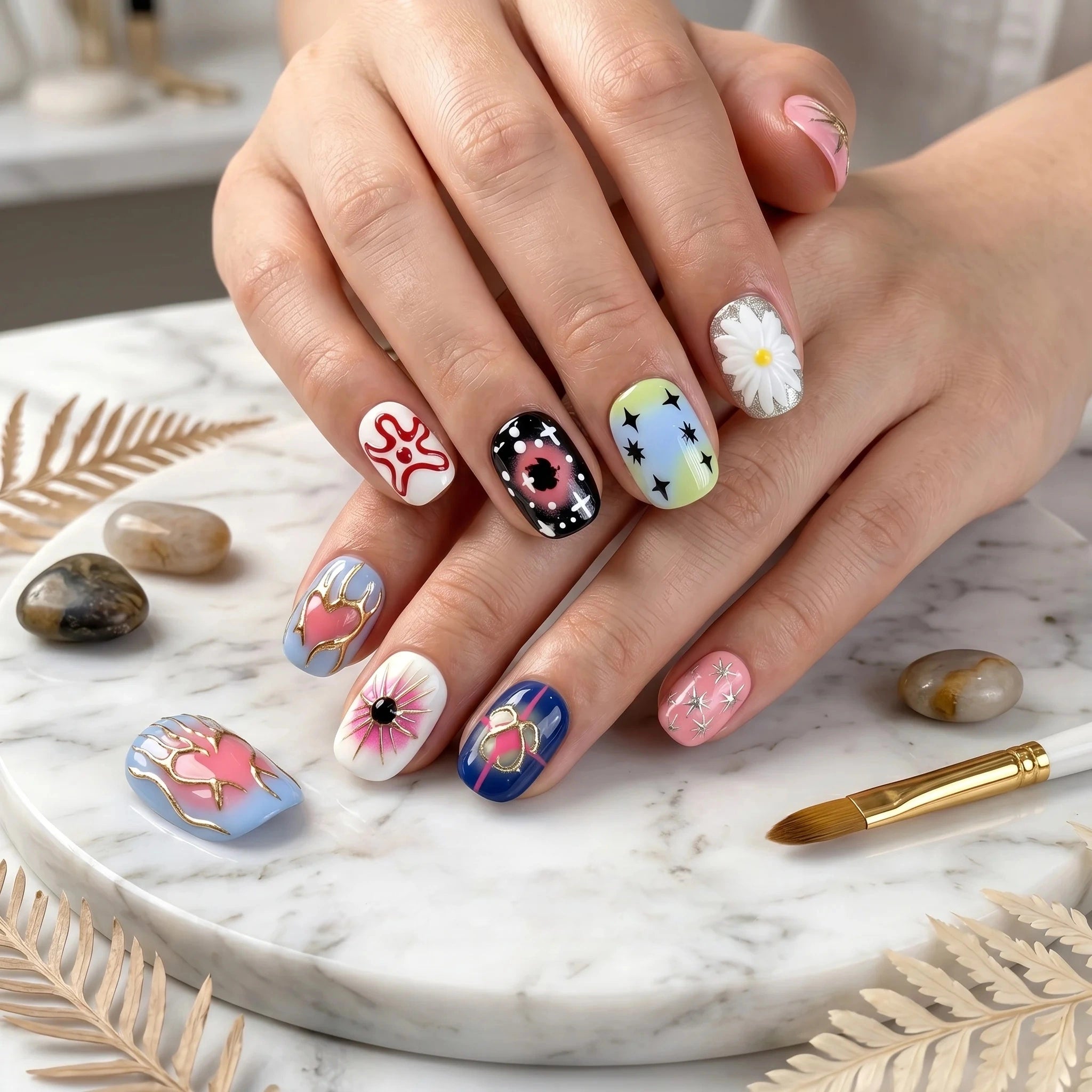 Kentrim Colorful Graffiti Press On Nails - 10 Pieces (Single Size)