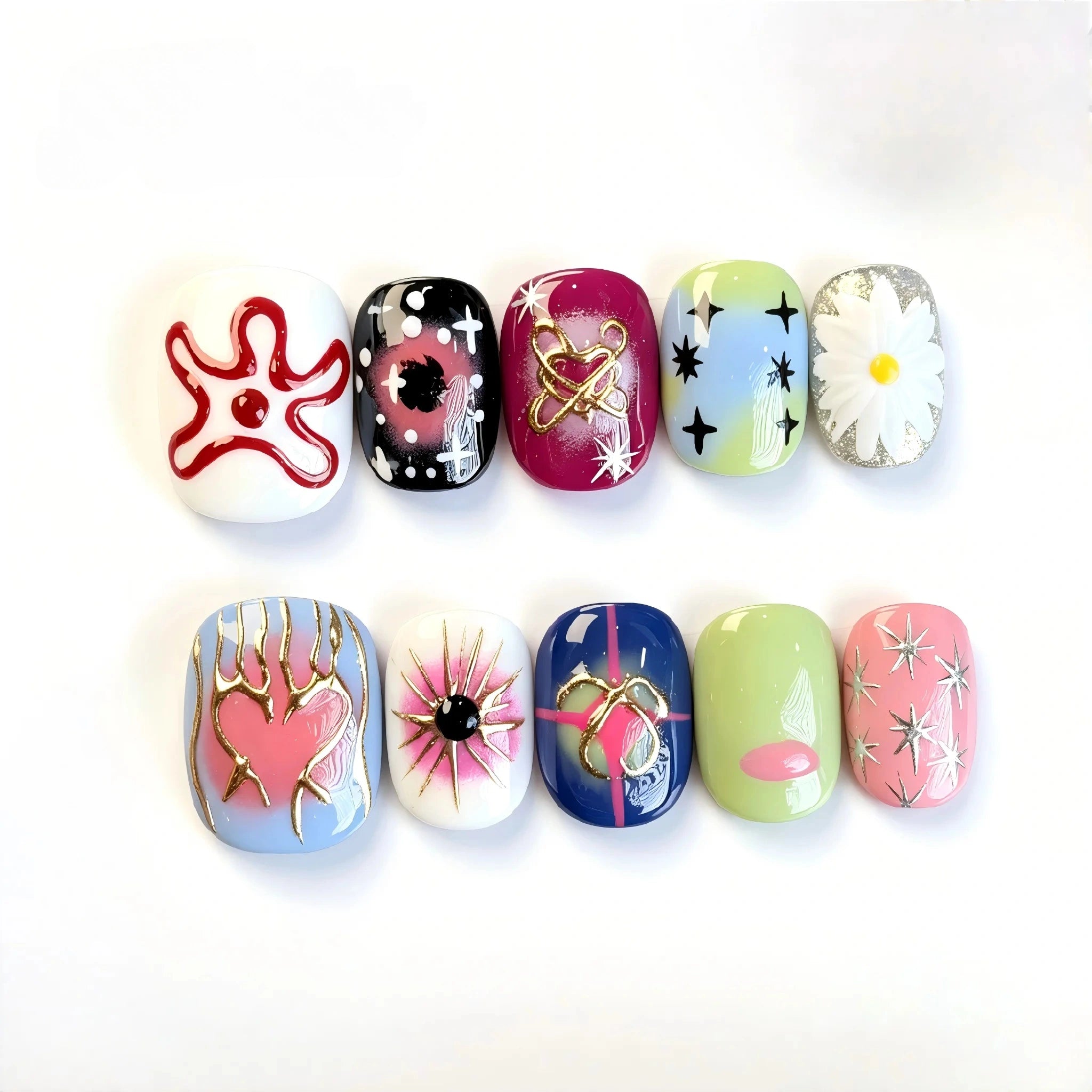 Kentrim Colorful Graffiti Press On Nails - 10 Pieces (Single Size) Main image