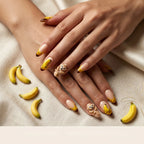 Kentrim Banana Monkey Fun Medium Almond Press On Nails- 10 Pieces (Single Size)