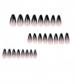 Kentrim Jelly Glue Black Kentrim Black Cat Eye Gradient Almond Press On Nails - 24 Pieces (12 Sizes)