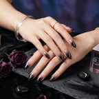 Kentrim Jelly Glue Black Kentrim Black Cat Eye Gradient Almond Press On Nails - 24 Pieces (12 Sizes)