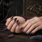 Kentrim Jelly Glue Black Kentrim Black Cat Eye Gradient Almond Press On Nails - 24 Pieces (12 Sizes)