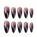 Kentrim Jelly Glue Black Kentrim Black Cat Eye Gradient Almond Press On Nails - 24 Pieces (12 Sizes)