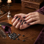 Kentrim Jelly Glue Black Kentrim Black Cat Eye Gradient Almond Press On Nails - 24 Pieces (12 Sizes)