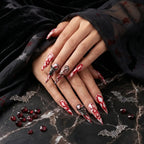 Kentrim Jelly Glue Red Kentrim Bloody Drip Angel Key Halloween Stiletto Press On Nails - 24 Pieces (12 Sizes)