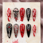 Kentrim Jelly Glue Red Kentrim Bloody Drip Angel Key Halloween Stiletto Press On Nails - 24 Pieces (12 Sizes)