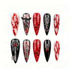 Kentrim Jelly Glue Red Kentrim Bloody Drip Angel Key Halloween Stiletto Press On Nails - 24 Pieces (12 Sizes)