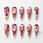 Kentrim Jelly Glue Red Kentrim Bloody Drip Halloween Stiletto Press On Nails - 24 Pieces (12 Sizes)