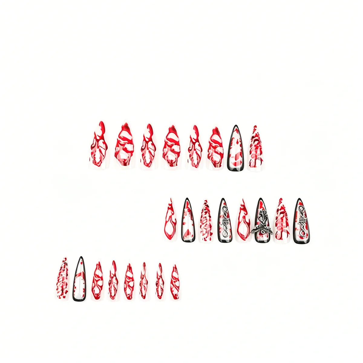 Kentrim Jelly Glue Red Kentrim Bloody Drip Angel Key Halloween Stiletto Press On Nails - 24 Pieces (12 Sizes)
