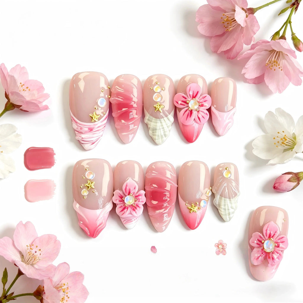 Kentrim Blossom Press On Nails - 10 Pieces (Single Size)