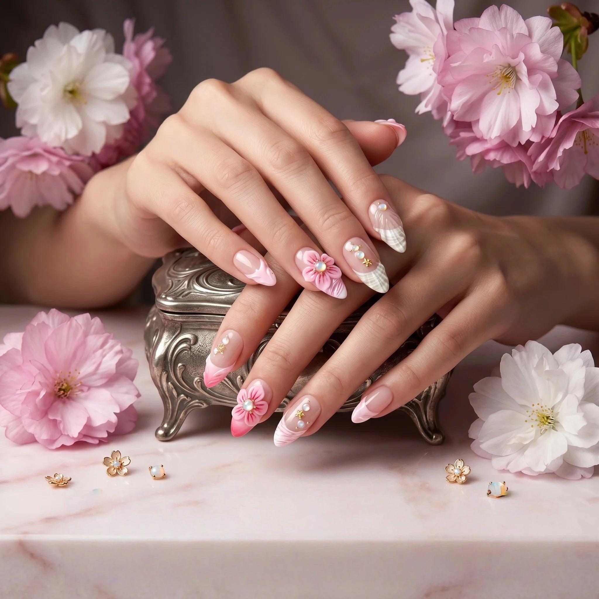 Kentrim Blossom Press On Nails - 10 Pieces (Single Size) Secondary image