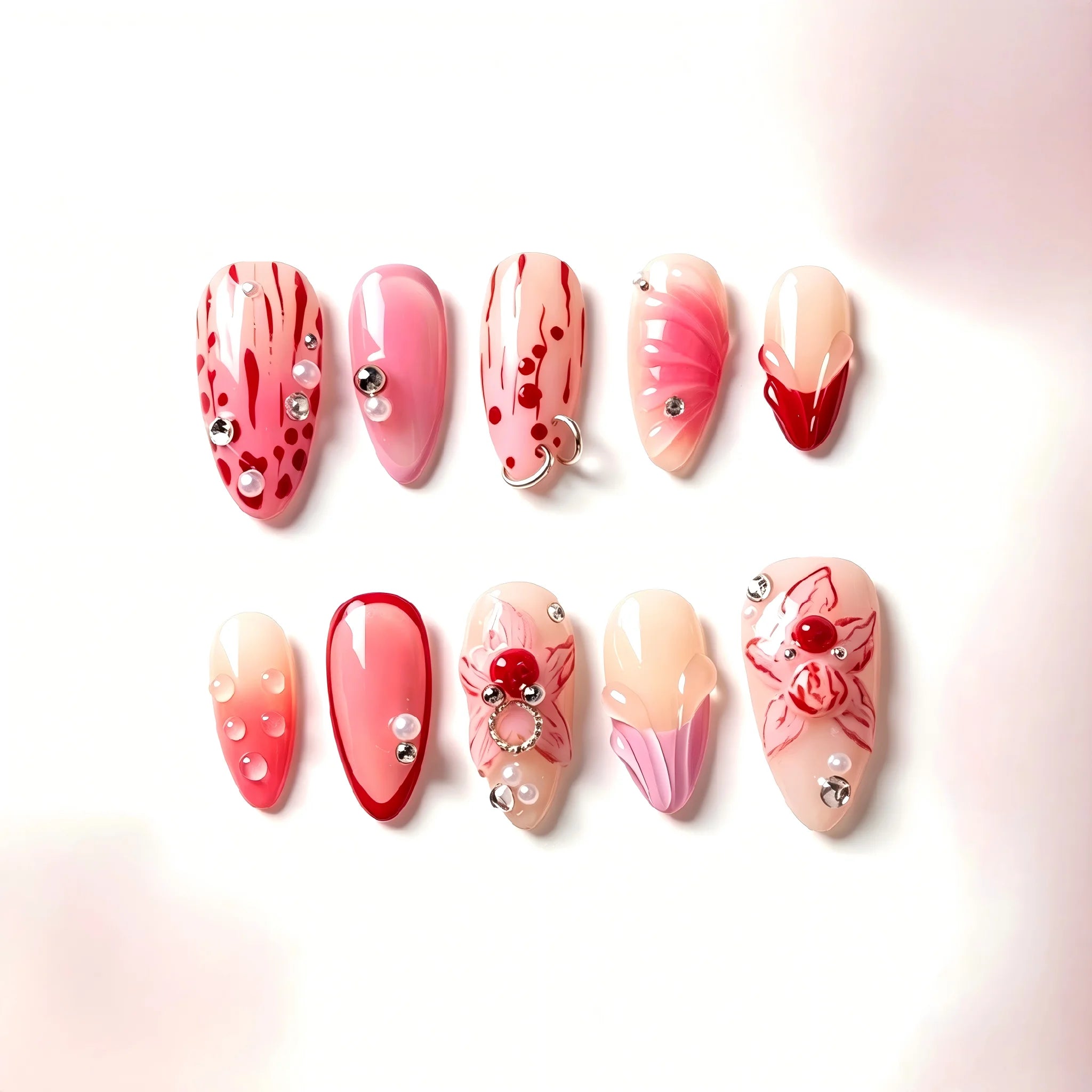 Kentrim Blossom Medium Almond Press On Nails - 10 Pieces (Single Size)