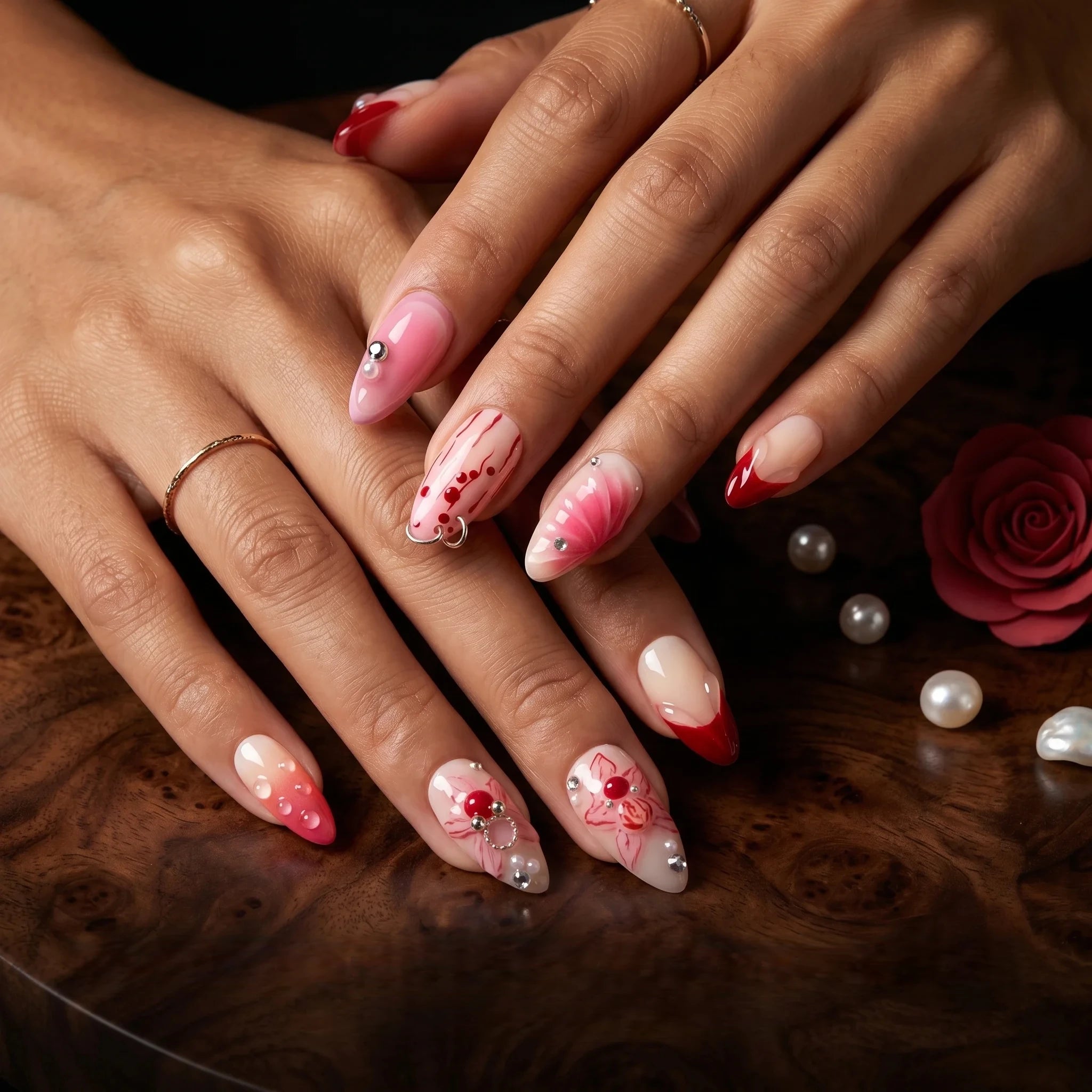 Kentrim Blossom Medium Almond Press On Nails - 10 Pieces (Single Size)
