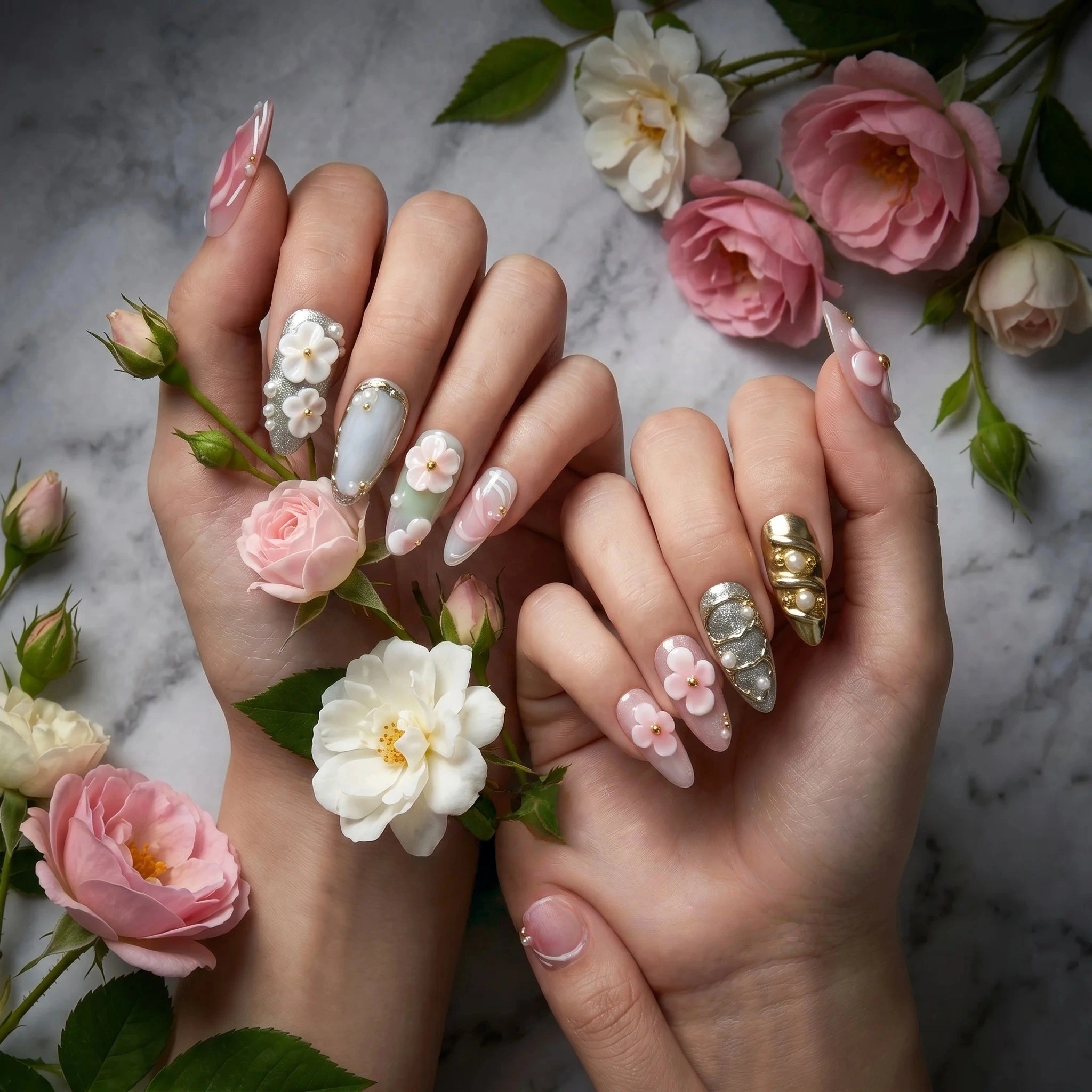 Kentrim Blossom Garden Press On Nails- 10 Pieces (Single Size) Secondary image