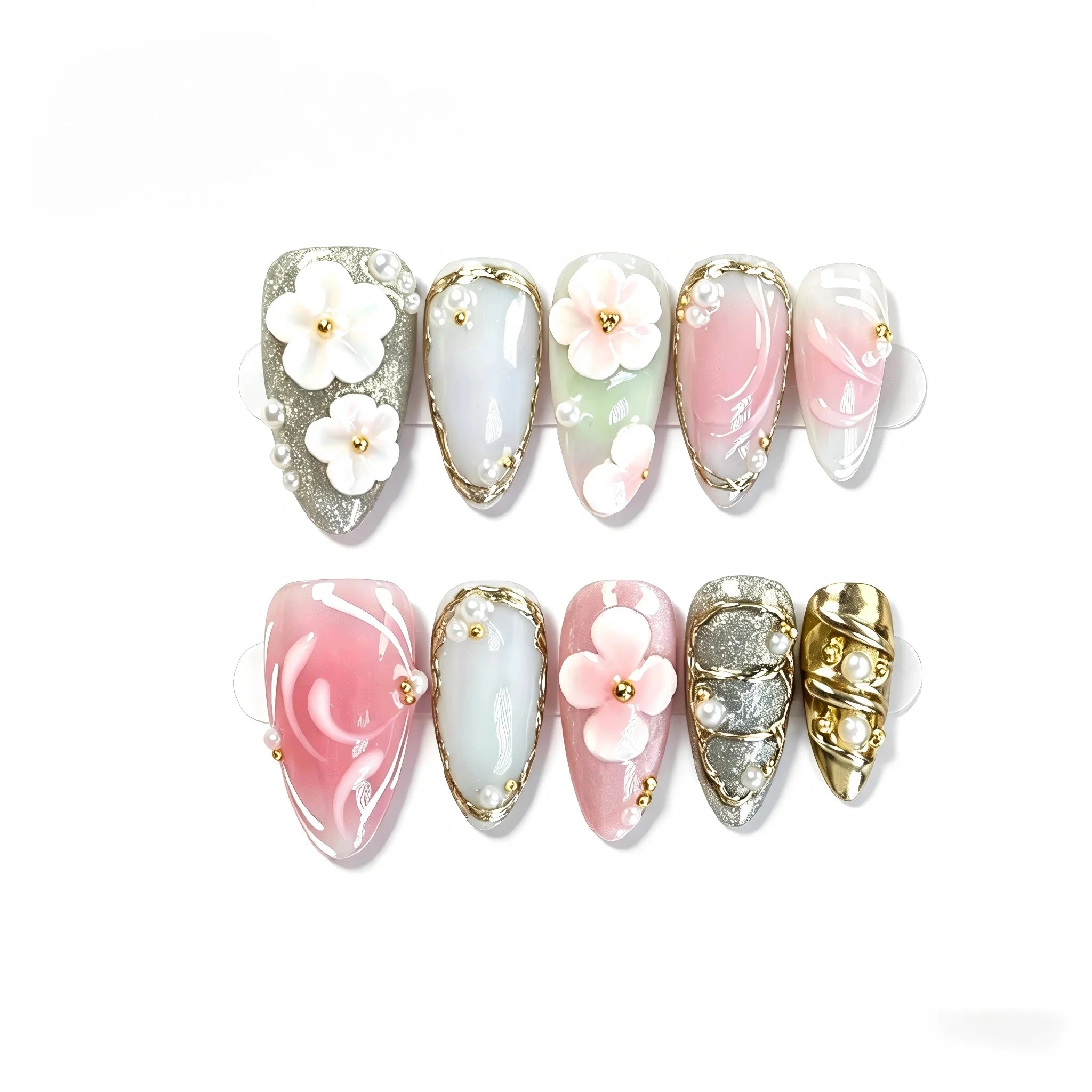 Kentrim Blossom Garden Press On Nails- 10 Pieces (Single Size)