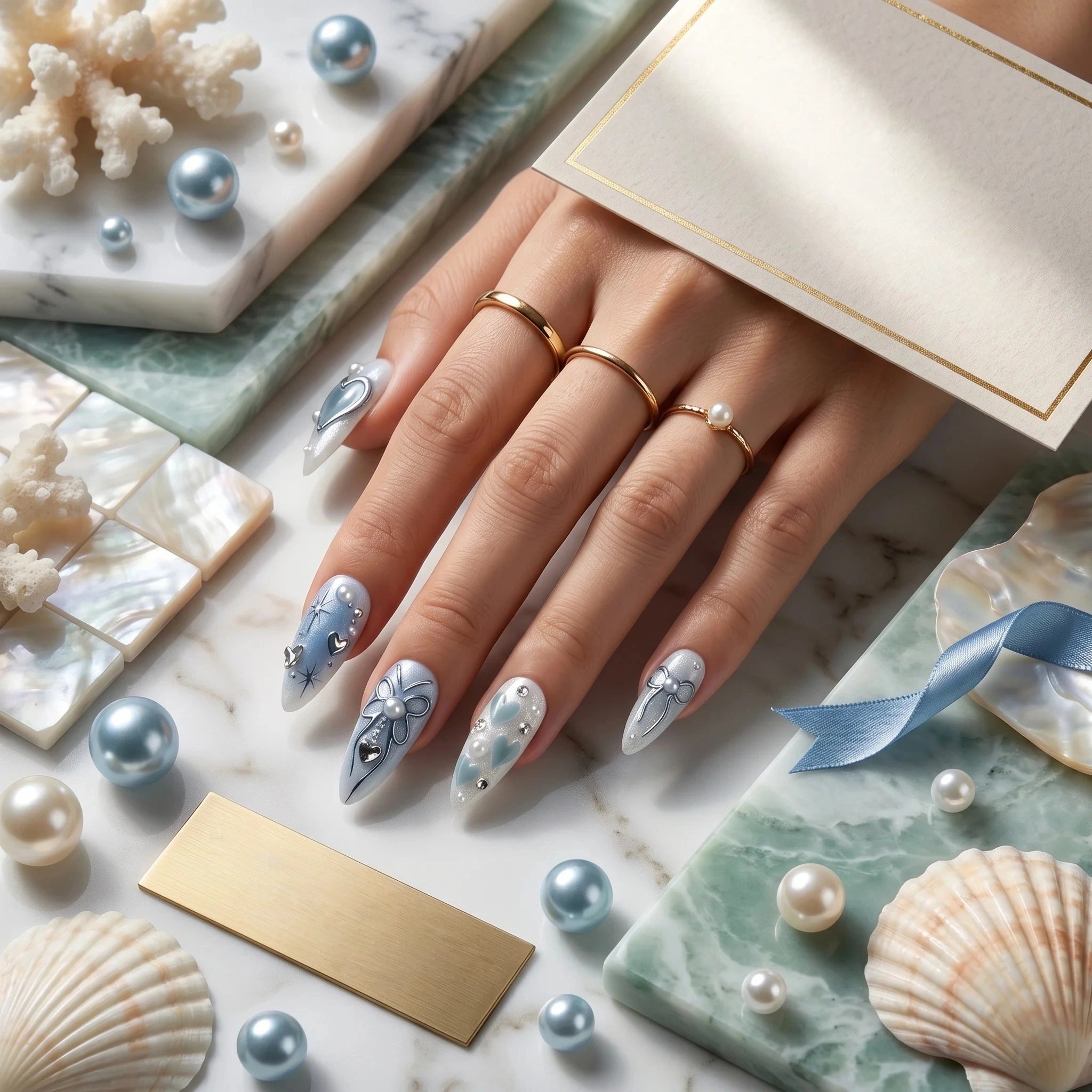 Kentrim Ocean Whisper Press On Nails- 10 Pieces (Single Size)