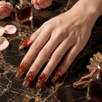 Kentrim Brown Crystal Elegance Long Square Press On Nails- 10 Pieces (Single Size)