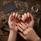Kentrim Brown Crystal Elegance Long Square Press On Nails- 10 Pieces (Single Size)