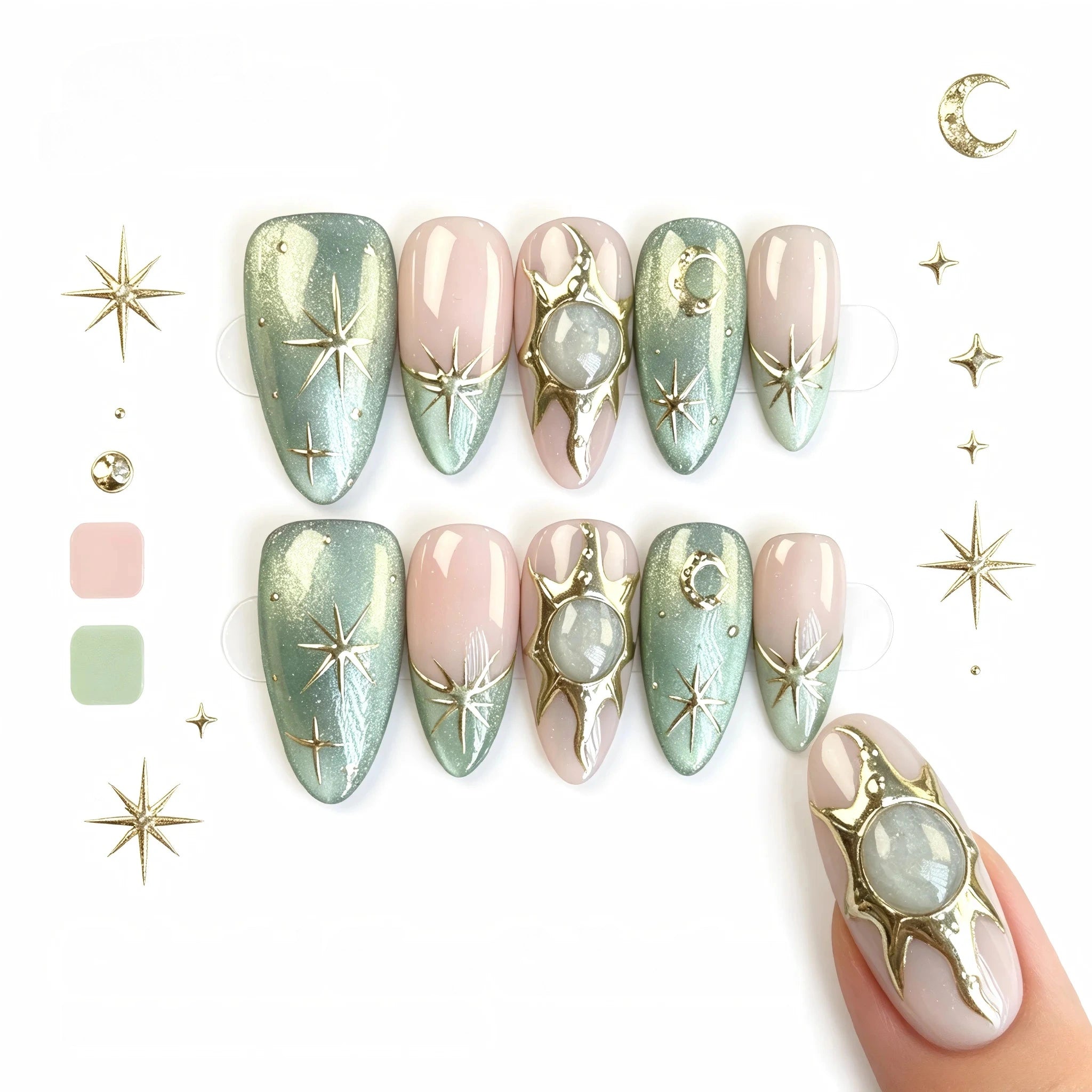 Kentrim Celestial Press On Nails - 10 Pieces (Single Size)